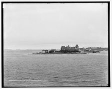 Boston Light and Hotel Pemberton from Paddock's Island, Hull, Mass., c1901. Creator: Unknown.