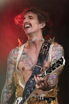 The Darkness live at the Cornbury Music Festival, Great Tew Park, Oxfordshire, Jul 2022. Creator: Annapaola Marchesani.