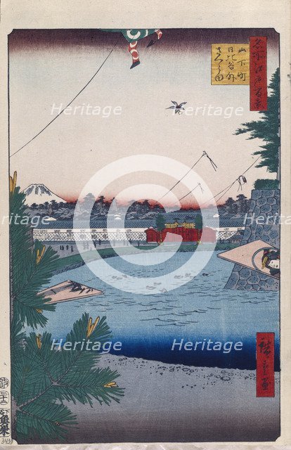 Hibiya and Soto-Sakurada from Yamashita-cho (One Hundred Famous Views of Edo), 1856-1858. Artist: Hiroshige, Utagawa (1797-1858)