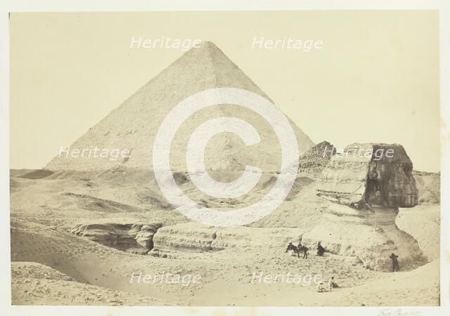 The Sphynx and the Great Pyramid, Geezeh, 1857. Creator: Francis Frith.