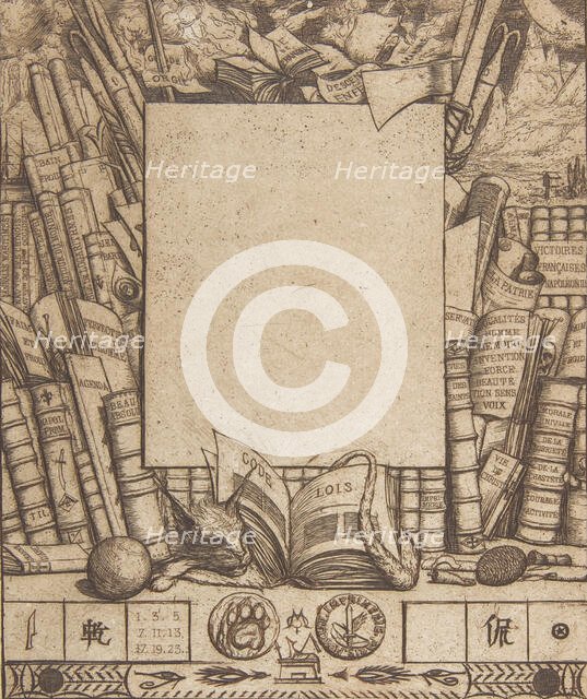 Design for a frame for the portrait of Armand Guéraud, 1862. Creator: Charles Meryon.