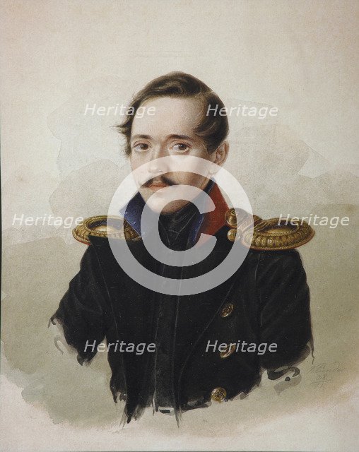 Portrait of the poet Mikhail Lermontov (1814-1841), 1839. Artist: Klünder, Alexander Ivanovich (1802-1875)