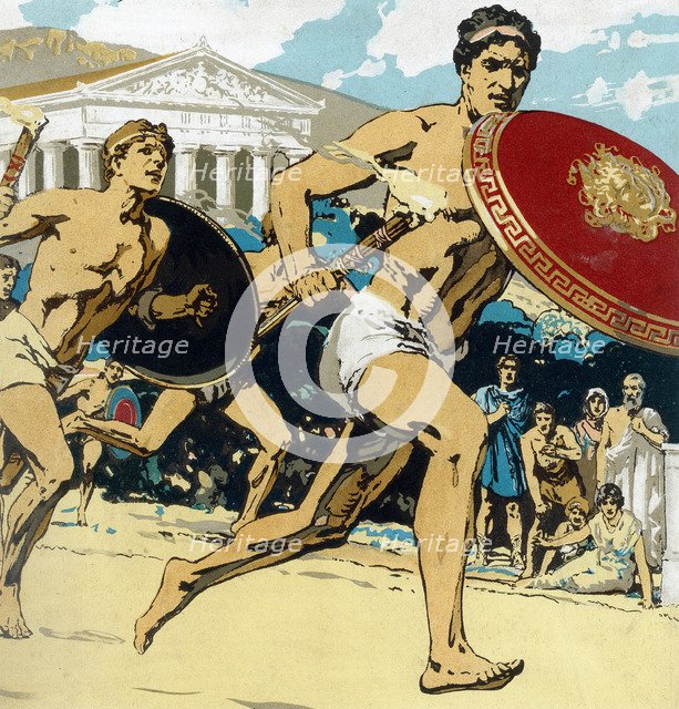 Ancient Olympic Games: the relay race, 1922. Artist: Unknown