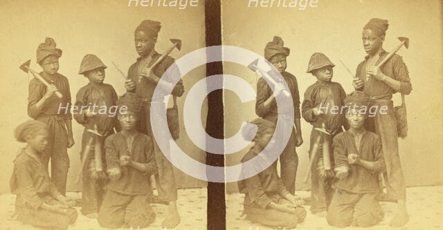 Studio portait of young chimney sweeps, (1868-1900?). Creator: J. N. Wilson.