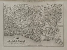 Plan of the Battle of Oriamendi (15 and 16 March 1837), First Carlist War (1833-1840), 1869.  Creator: Unknown.
