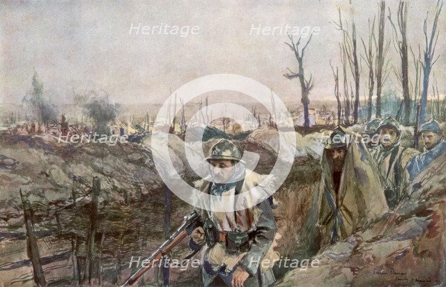'A French Trench in the Village of Souchez', Artois, France, 18 December 1915, (1926).Artist: Francois Flameng