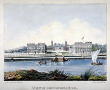 View of Greenwich Hospital from the Isle of Dogs, London, c1800. Artist: S Malgo