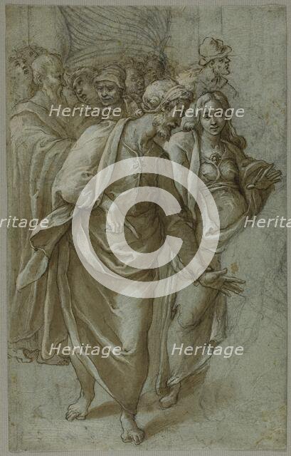 Group of Figures (recto) Fragment of a Female Head (verso), 1560/1611. Creator: Il Trometta.