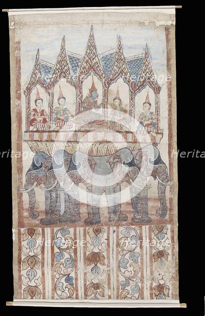 Vessantara Jataka, Chapter 1: Indra grants the ten boons to Phusati, 18th-19th century. Creator: Unknown.