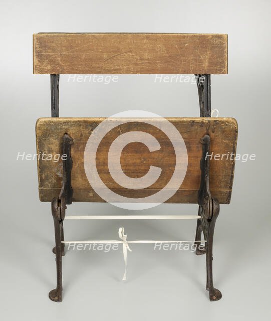 Wooden school desk from Bethel Evangelical Lutheran Church and School, 1925-1963. Creator: Sears.