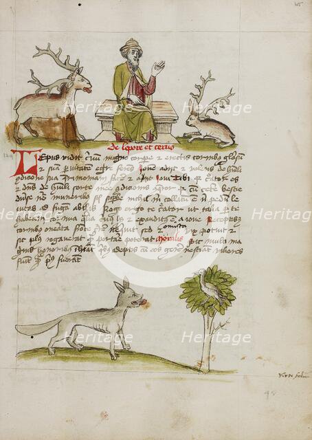 Jupiter as a Elderly Bearded Man Enthroned between a Stag and a Hare..., third quarter of 15th cent. Creator: Unknown.