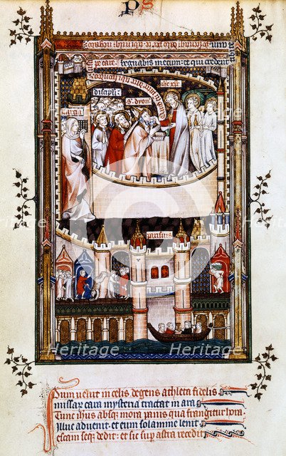 Christ gives communion to St Denis, 1317. Artist: Unknown