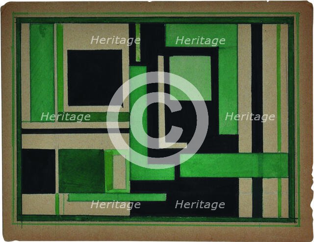 Suprematist Composition with black and green, 1925. Creator: Nikolay Suetin.