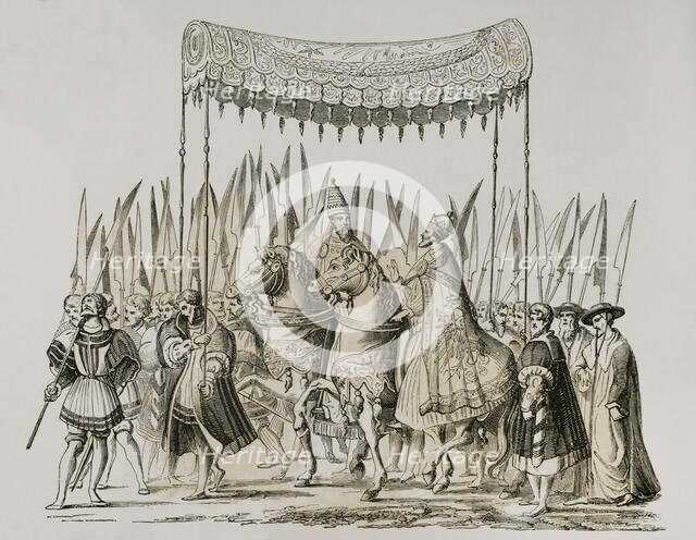 Coronation of Charles V, (1500-1558) as Holy Roman Emperor, (1519-1556)...in 1530, (1878). Creator: Unknown.