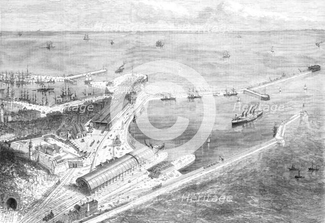 Proposed Channel Railway Ferry: station and pier at Dover, 1870. Creator: Unknown.