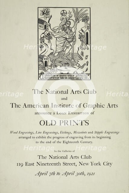 The national arts club and the American institute of graphic arts [..] exhibition of old..., c1921. Creator: Unknown.
