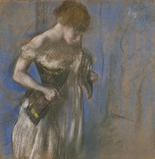 Woman Clasping Her Corset, ca. 1883. Creator: Degas, Edgar (1834-1917).