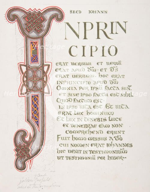 Illuminated Leaf with Initial "I", 1830-62. Creator: Freeman Gage Delamotte.