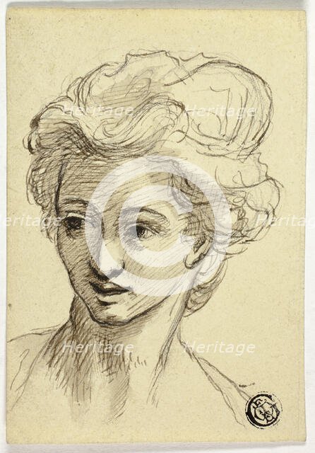 Head of Woman, Turning Left, n.d. Creator: tyle of Angelica Kauffmann Swiss, 1741-1807.