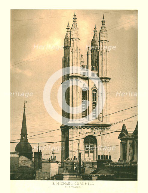'St Michael, Cornhill, The Tower', mid-late 19th century.  Creator: Unknown.