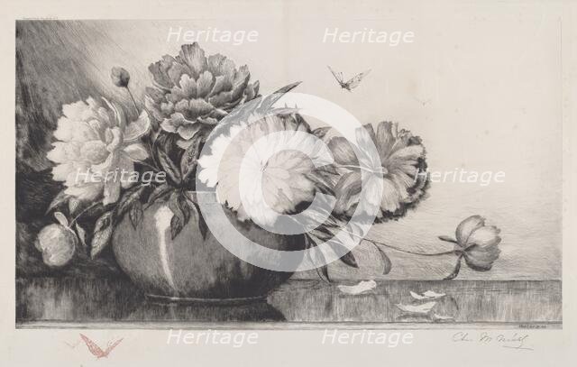 Untitled (Peonies in a Bowl), 1890. Creator: Charles Frederick William Mielatz.