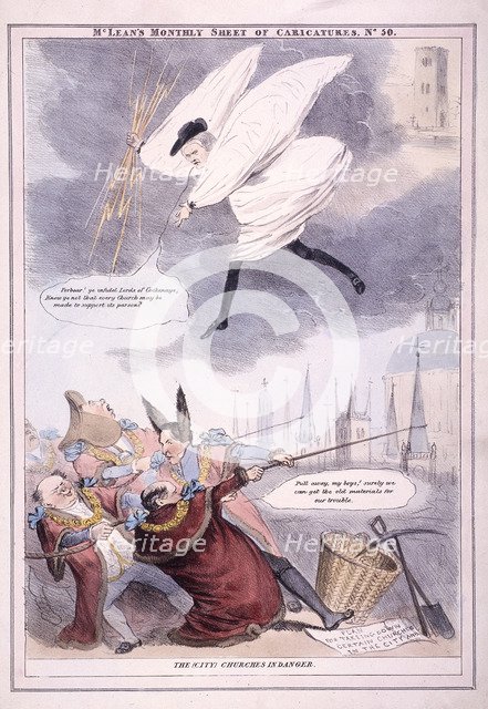 'The City Churches in Danger', 1834. Artist: Anon