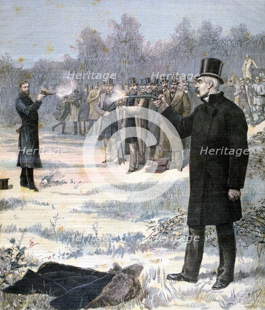The Duel between Paul Deroulede and Georges Clemenceau, 1893. Artist: Henri Meyer