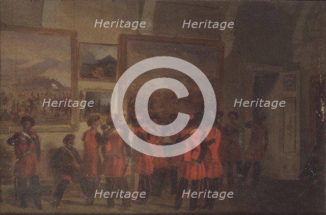 Tsar's bodyguard of Cossacks in the Winter palace. Artist: Sverchkov, Vladimir Dmitrievich (1820-1888)