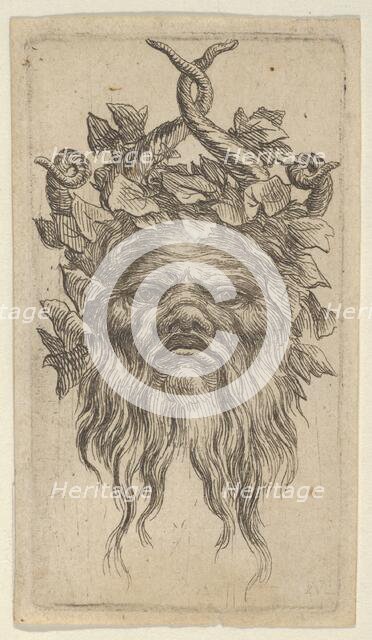 Satyr Mask with Hooked Horns and an Ivy Wreath, from Divers Masques, ca. 1635-45. Creator: Francois Chauveau.