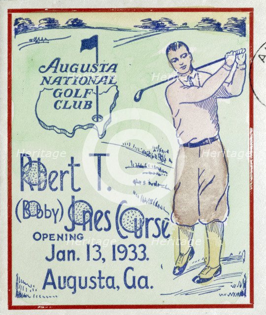 Poster marking the opening of the Bobby Jones course at Augusta, 1933. Artist: Unknown