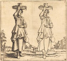 Peasant Woman with Basket on Head, Front View, 1617 and 1621. Creator: Jacques Callot.