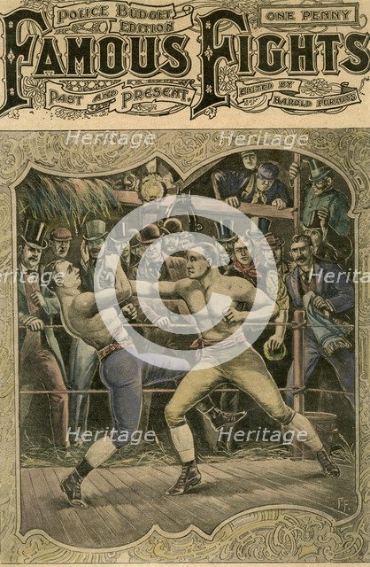 'Carney banged the right on his jaw with all his force', 1880s (late 19th or early 20th century). Artist: Unknown