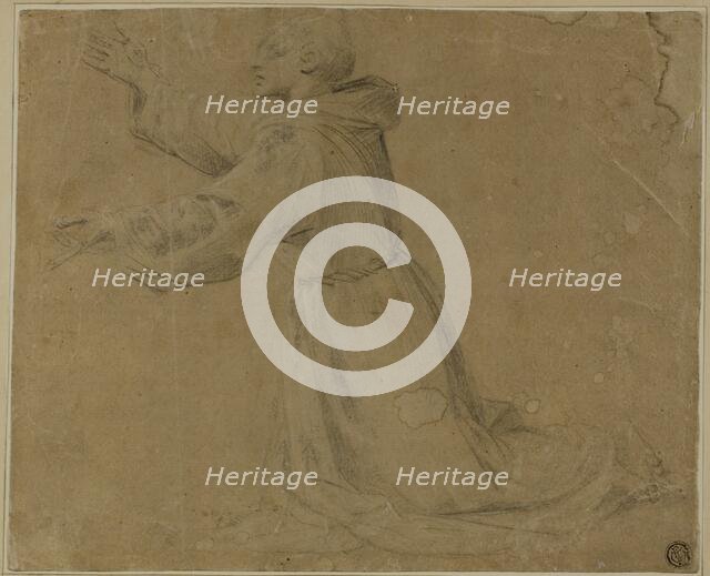 Kneeling Monastic Saint with Raised Arms, 1500/25. Creator: Unknown.