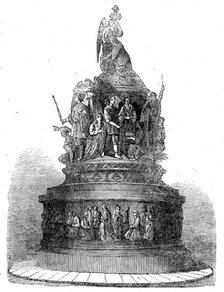 Column erected at Novgorod to commemorate...a thousand years of Russia's nationality, 1862.  Creator: Unknown.