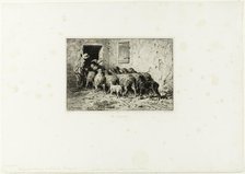 The Sheep Coming Home, c. 1865. Creator: Charles Emile Jacque.