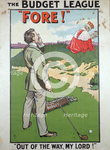 Political poster for The Budget League, British, 1910. Artist: Unknown