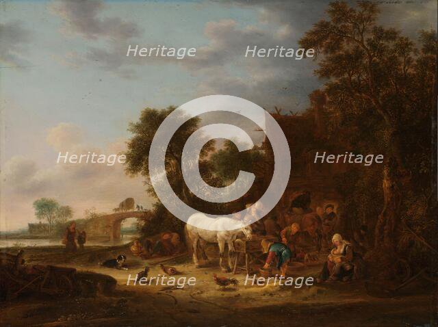 Country inn with a horse at the trough, 1643. Creator: Isaac van Ostade.