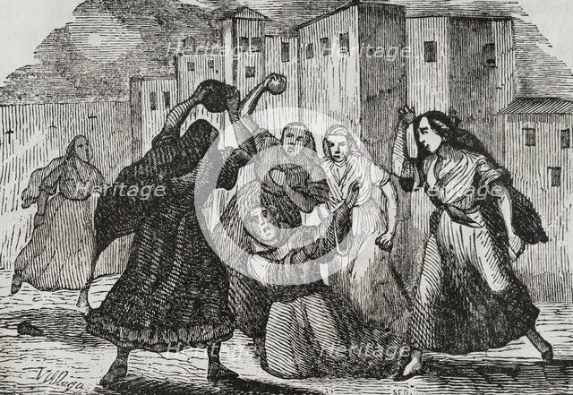 First Carlist War (1833-1840): Women killing friars, 1835, (1845).  Creator: Unknown.