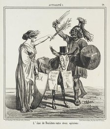 L'âne de Buridan entre deux opinions, 1859. Creator: Cham.