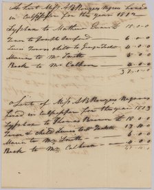 Account of hires of enslaved persons belonging to Apphia Rouzzee for 1812, 1812-1813. Creator: Unknown.