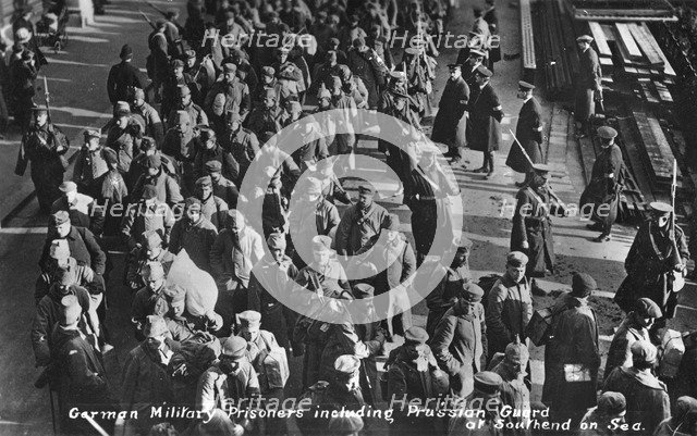 German military prisoners including Prussian guards at Southend on sea, c1914-1915. Artist: Unknown