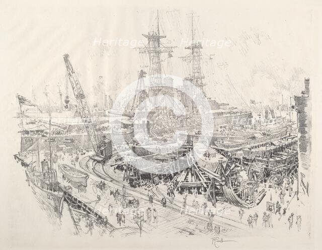 Building Submarine Chasers, 1917. Creator: Joseph Pennell.