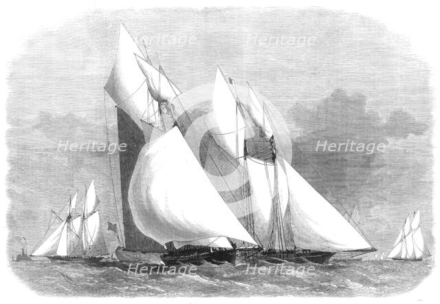 The new Thames Yacht Club schooner-match: rounding the Mouse Light-ship, 1871. Creator: Unknown.