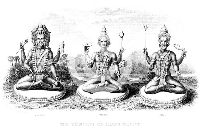The Hindu Trinity, c1800. Artist: Unknown