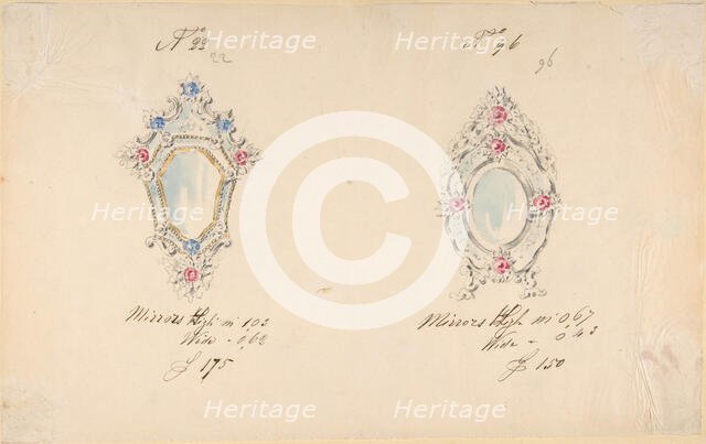 One of Twenty-Three Sheets of Drawings of Glassware (Mirrors, Chandeliers, Goblets, etc.), 1850-80. Creator: Compagnia di Venezia & Murano.
