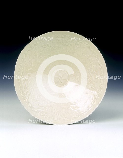 Ding bowl with phoenixes amid camellia scrolls, Jin dynasty, China, late 12th century. Artist: Unknown