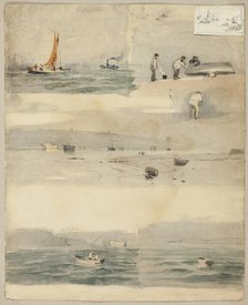 Sketches of Marine Scenes (recto); Two Sketches: Beside Stormy Coast, Cloudy Seascape, 1852/83... Creator: Edouard Manet.