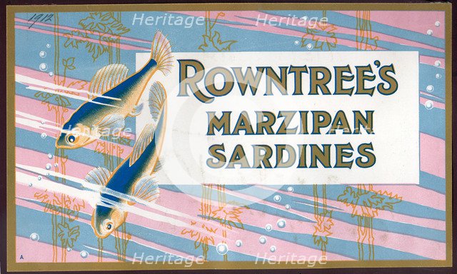 Box top for Rowntree's Marzipan Sardines, 1912. Artist: Unknown