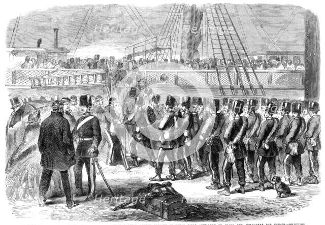 Embarkation at Woolwich, yesterday week, of the E Battery Fourth Brigade of Royal Field..., 1861. Creator: Unknown.