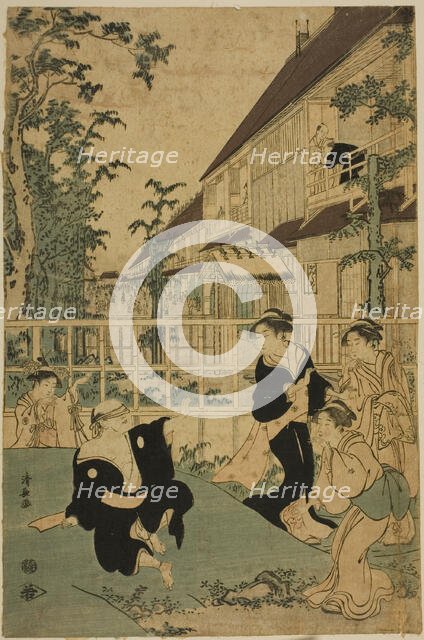 Outdoor Amusements at the Kankanro Teahouse in Yoshiwara, c. 1794. Creator: Torii Kiyonaga.